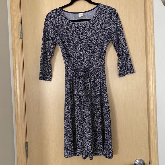 Kaileigh Navy White Patterned Dress 